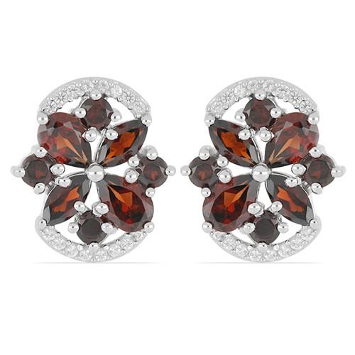 BUY 925 STERLING SILVER  SILVER NATURAL GARNET GEMSTONE EARRINGS